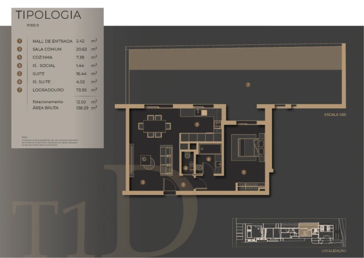 Apartamento T1 para Venda em São Martinho Planta 1