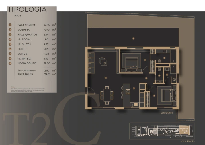 Apartamento T2 para Venda em São Martinho Planta 1