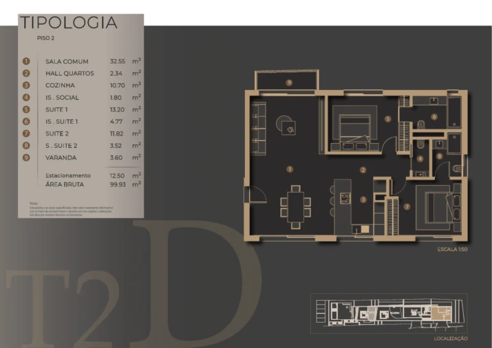 Apartamento T2 para Venda em São Martinho Planta 1