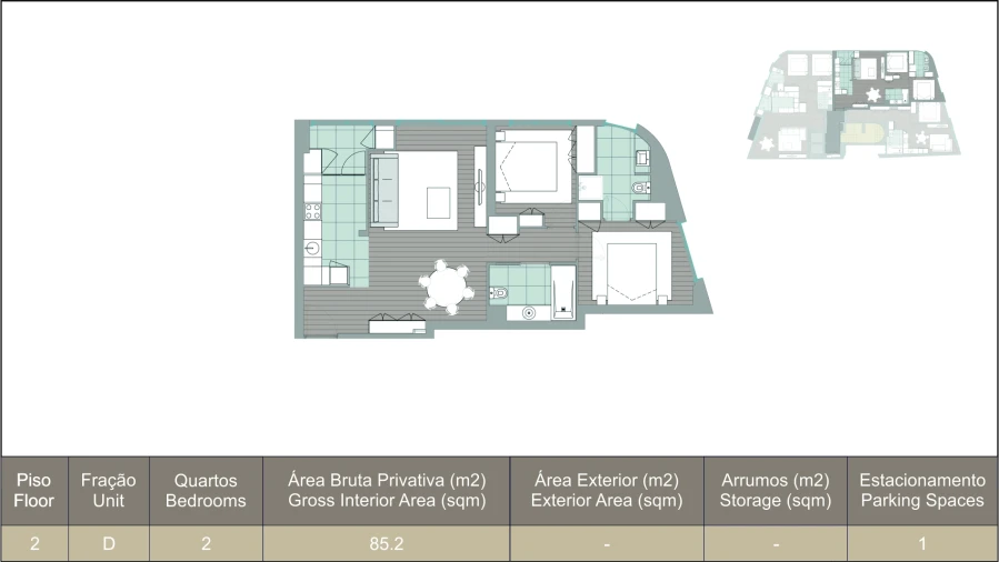 Apartamento T2 para Venda em Mafamude e Vilar do Paraíso Foto 16