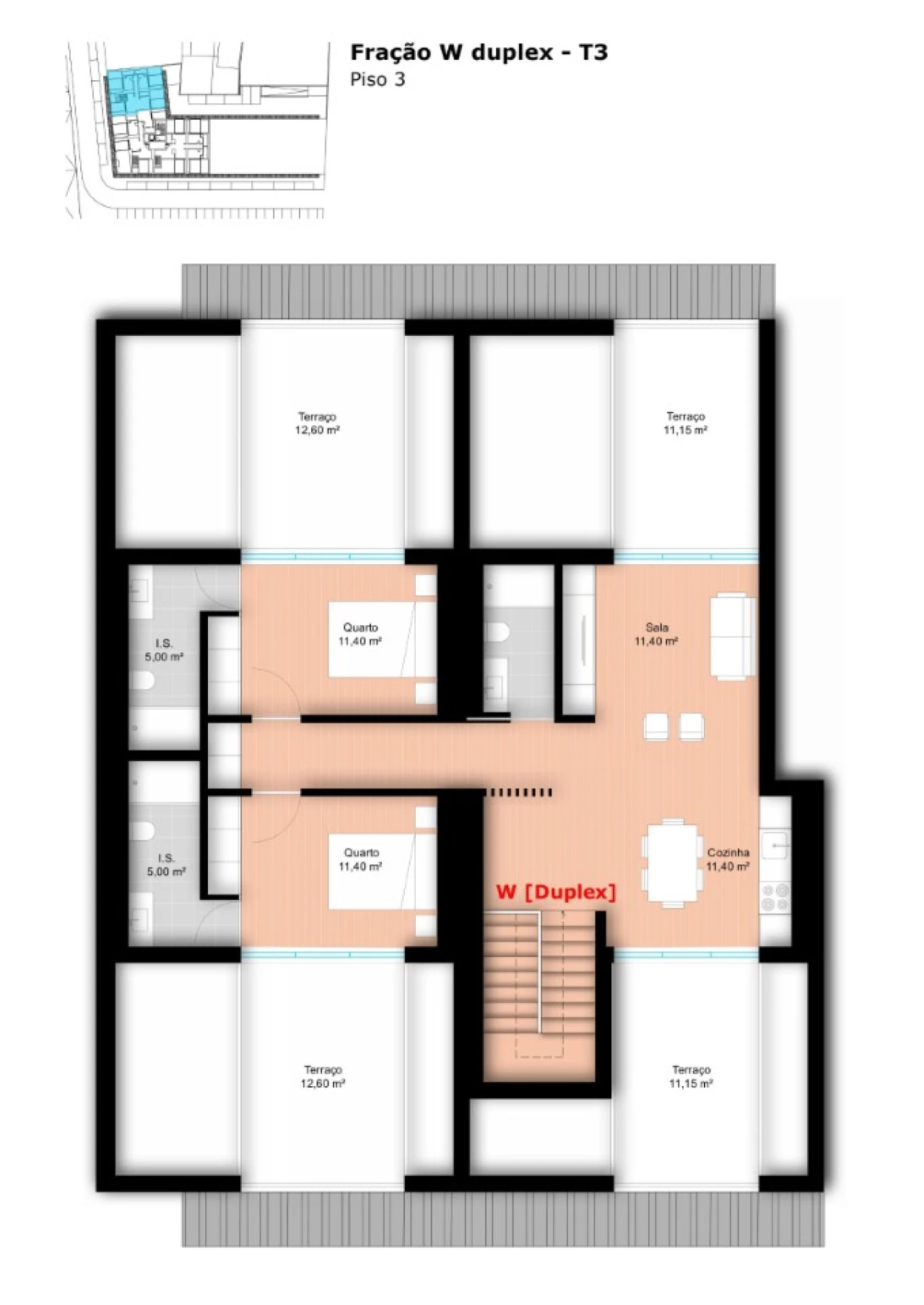 Apartamento T3 para Venda em Glória e Vera Cruz Planta 2