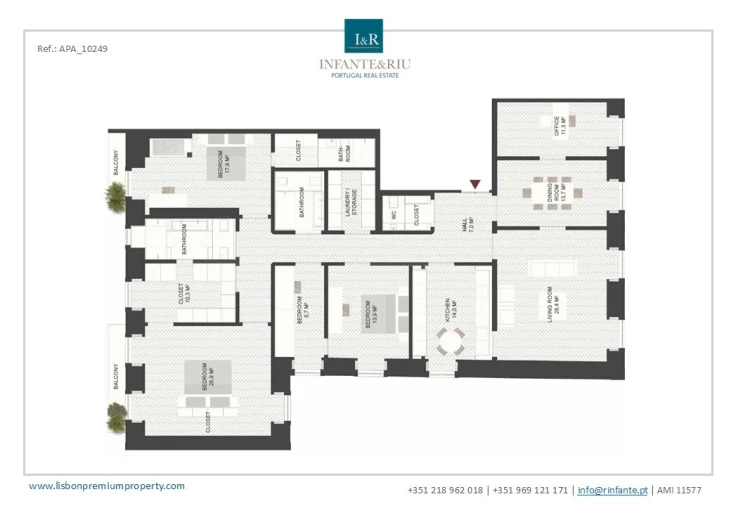 Apartamento T4 para Venda em Alcantara Planta 2