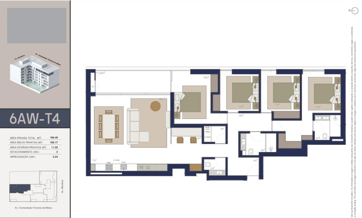 Apartamento T4 para Venda em Matosinhos e Leça da Palmeira Planta 2