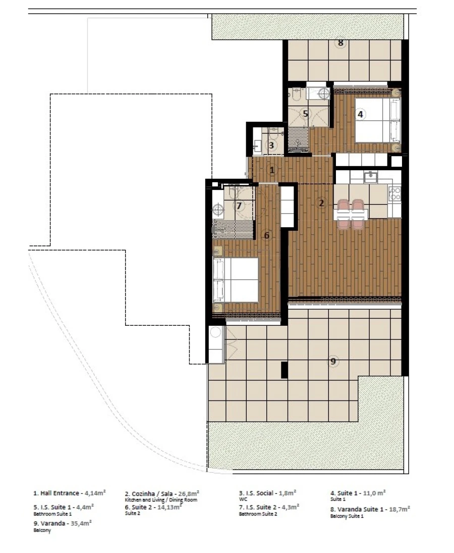 Apartamento T2 para Venda em São Martinho Planta 1