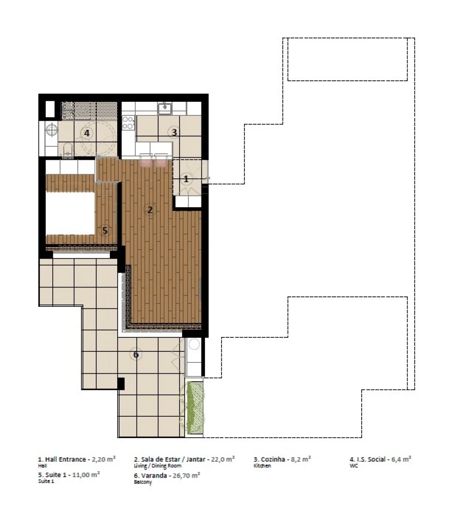 Apartamento T1 para Venda em São Martinho Planta 1