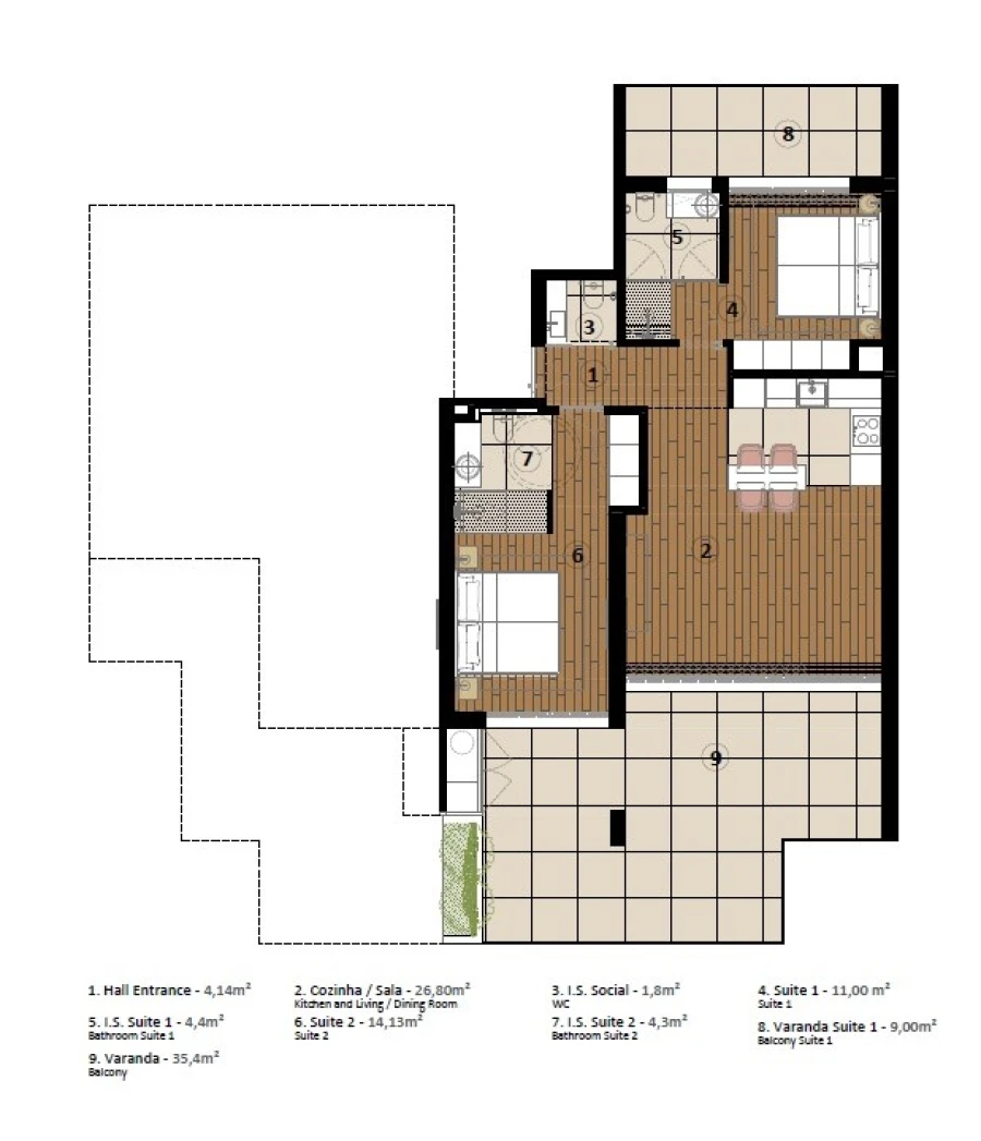 Apartamento T2 para Venda em São Martinho Planta 1