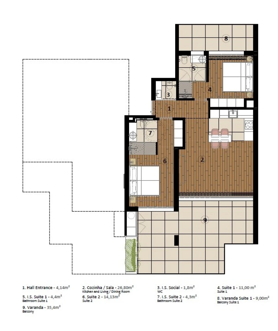 Apartamento T2 para Venda em São Martinho Planta 1