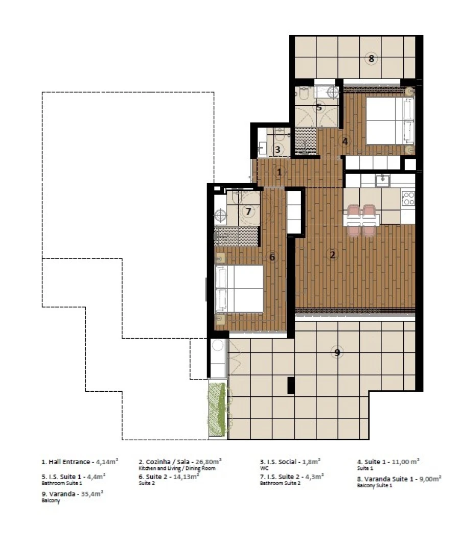 Apartamento T2 para Venda em São Martinho Planta 1