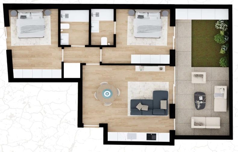 Apartamento T2 para Venda em Glória e Vera Cruz Planta 1