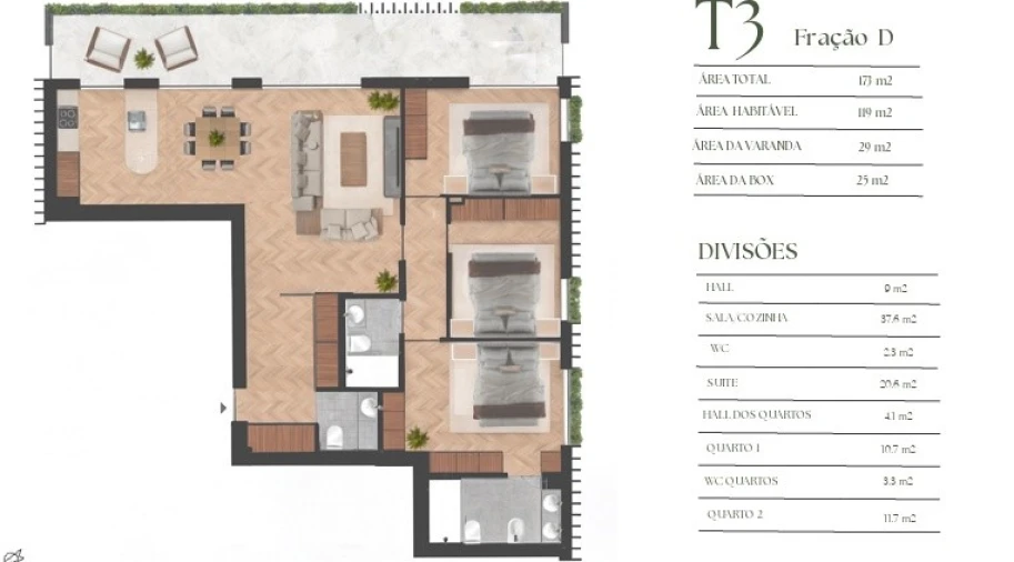 Apartamento T3 para Venda em Lordelo do Ouro e Massarelos Planta 1
