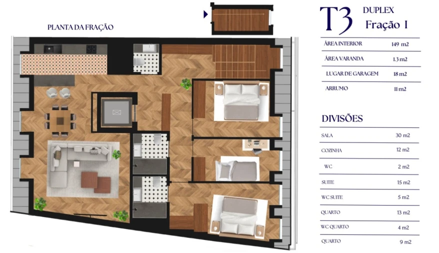 Apartamento T3 para Venda em Cedofeita, Santo Ildefonso, Sé, Miragaia, São Nicolau e Vitória Planta 1