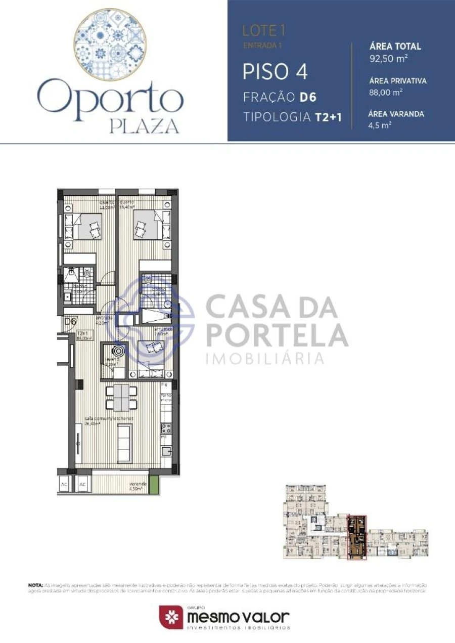 Apartamento T2 para Venda em Paranhos Planta 1