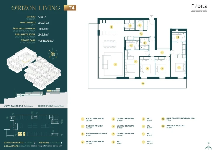 Apartamento T4 para Venda em Gondomar (São Cosme), Valbom e Jovim Planta 1