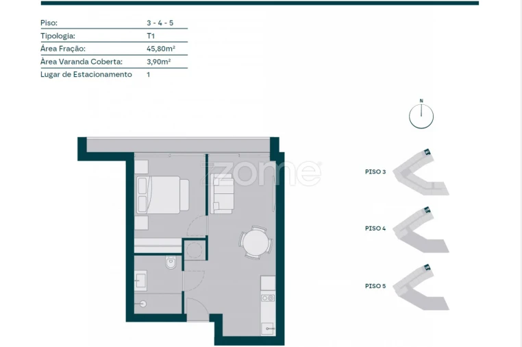 Apartamento T1 para Venda em Paranhos Planta 1