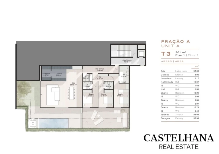 Apartamento T3 para Venda em Gondomar (São Cosme), Valbom e Jovim Planta 1