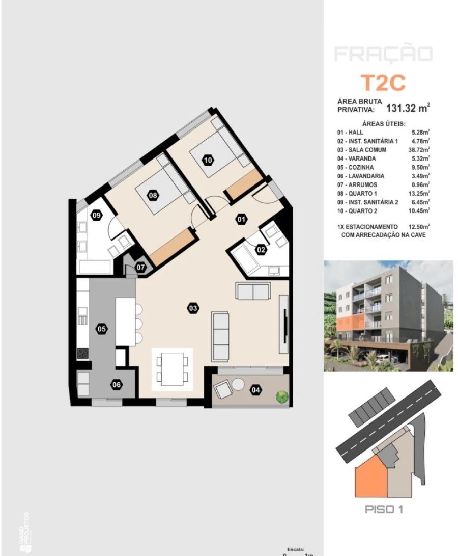 Apartamento T2 para Venda em Camara de Lobos Planta 1