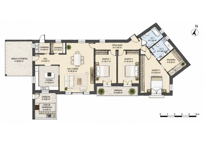 Quinta T3 para Venda em Marmelete Planta 1