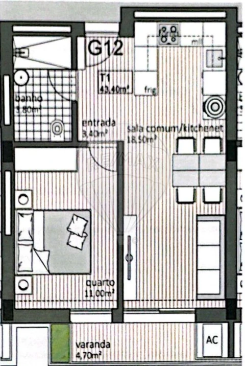 Apartamento T1 para Venda em Paranhos