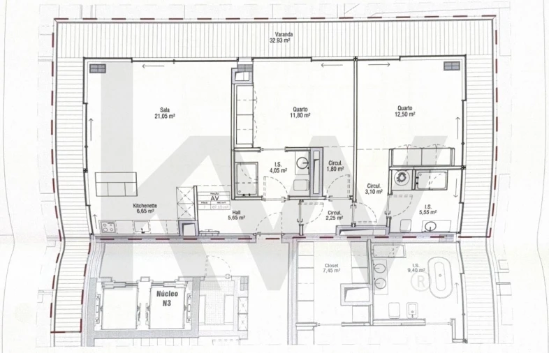 Apartamento T2 para Venda em Avenidas Novas Planta 1