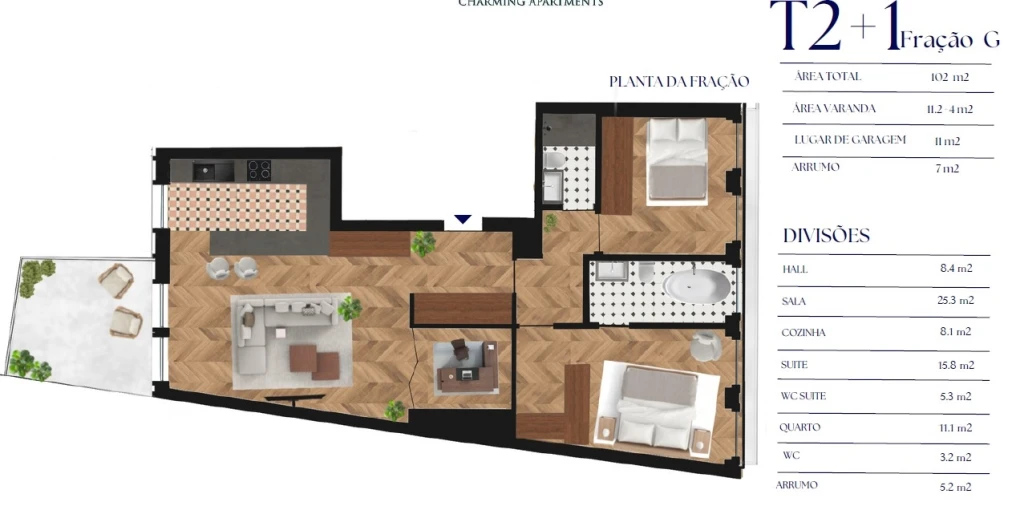 Apartamento T3 para Venda em Cedofeita, Santo Ildefonso, Sé, Miragaia, São Nicolau e Vitória Planta 1