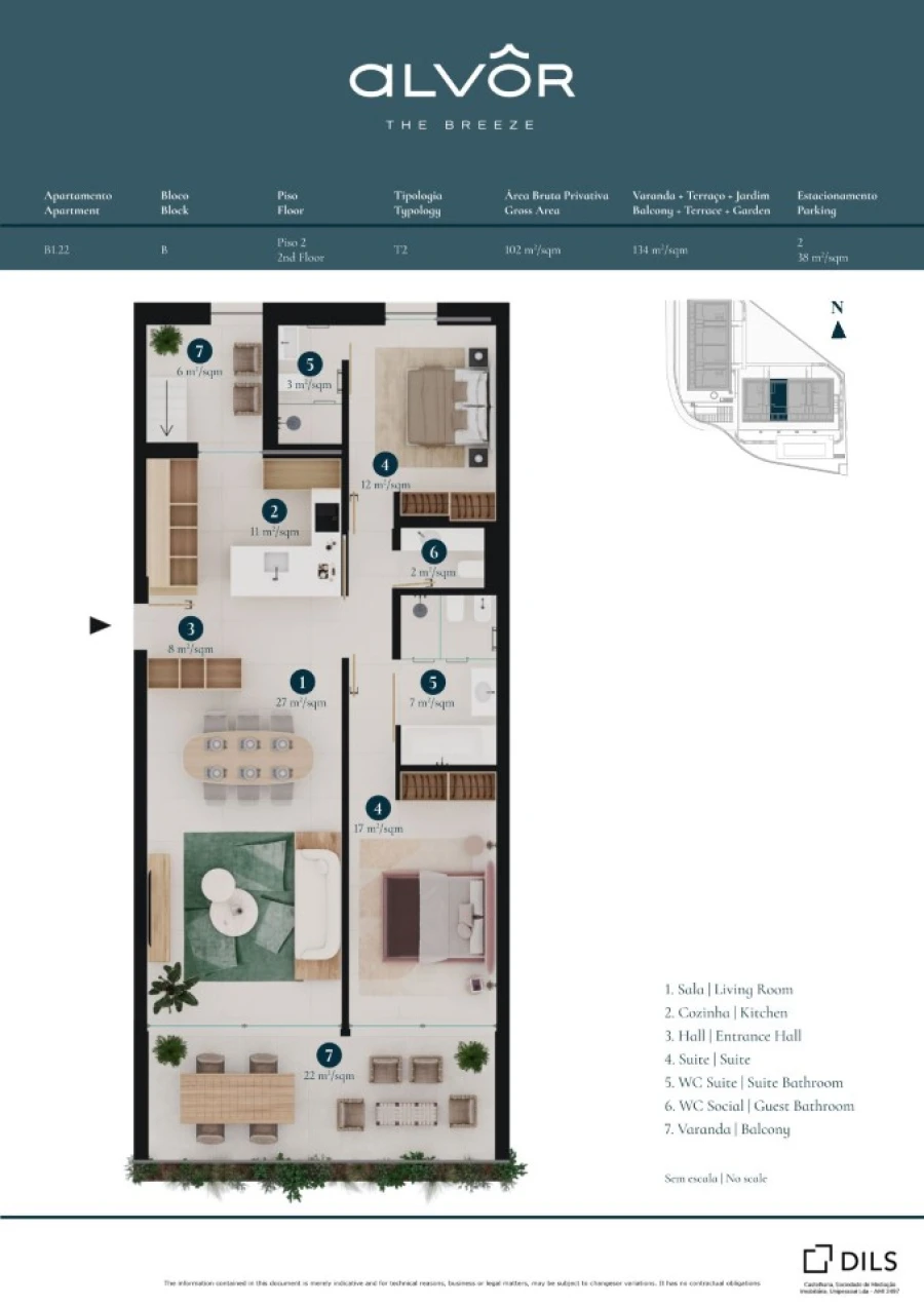 Apartamento T2 para Venda em Alvor Planta 1