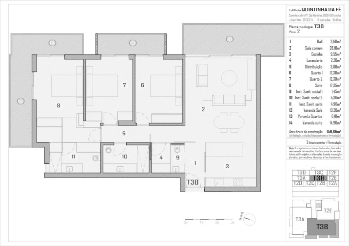 Apartamento T3 para Venda em São Martinho Planta 1