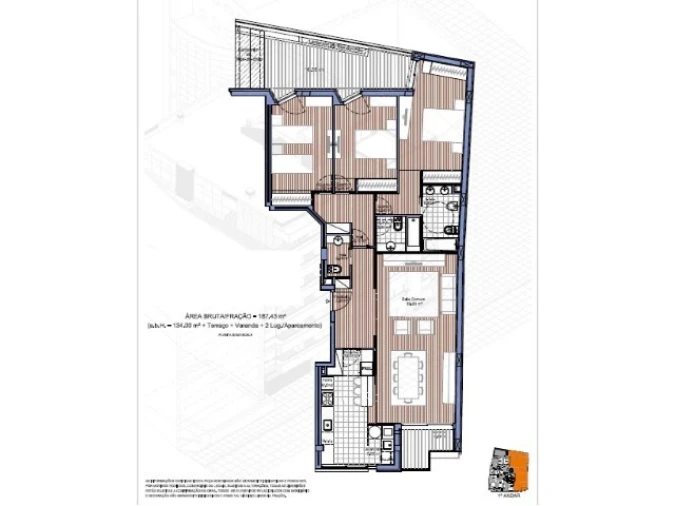 Apartamento T3 para Venda em Cidade da Maia Planta 1