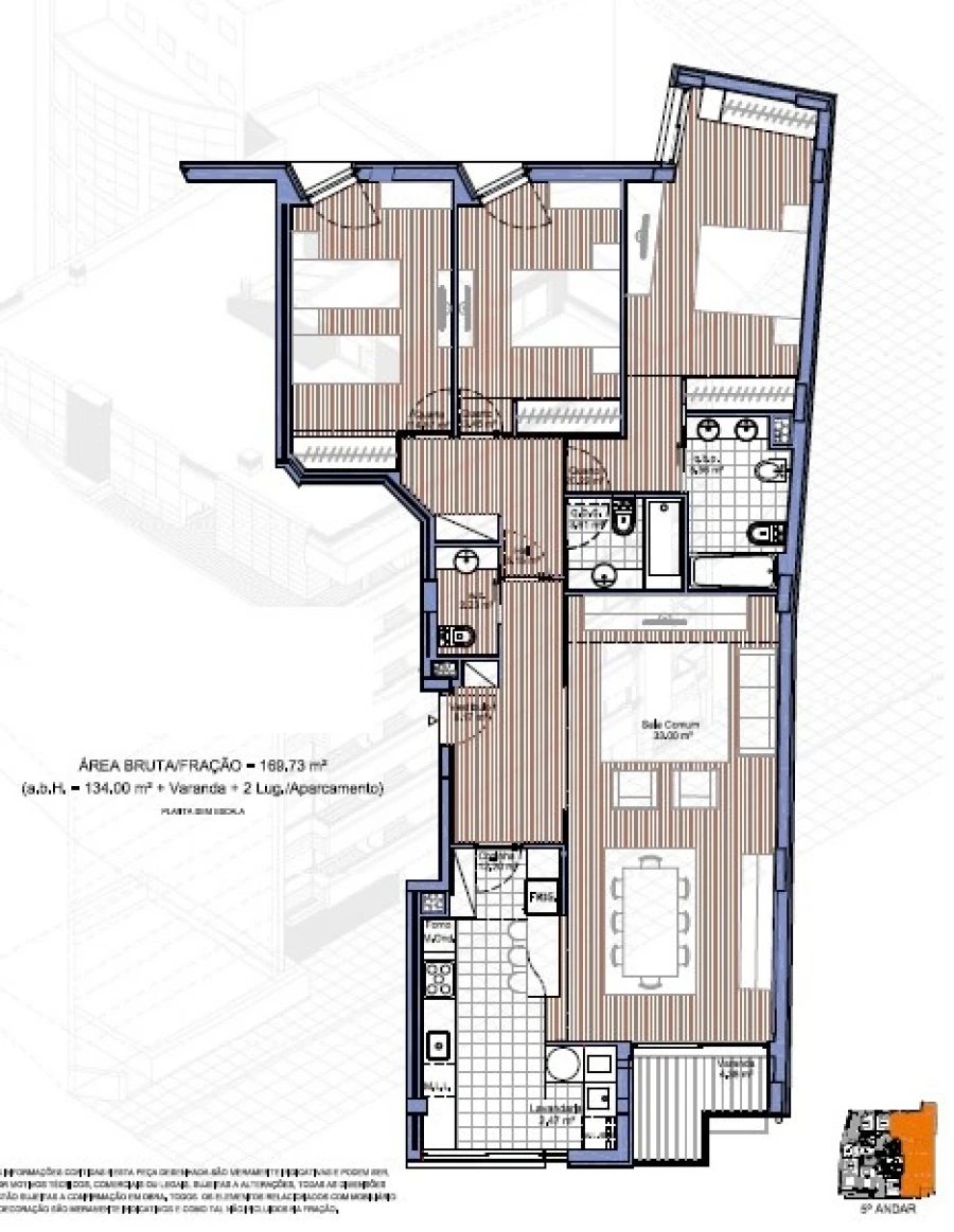 Apartamento T3 para Venda em Cidade da Maia Planta 1