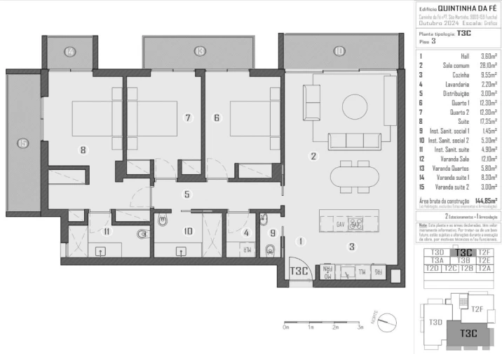 Apartamento T3 para Venda em São Martinho Planta 1