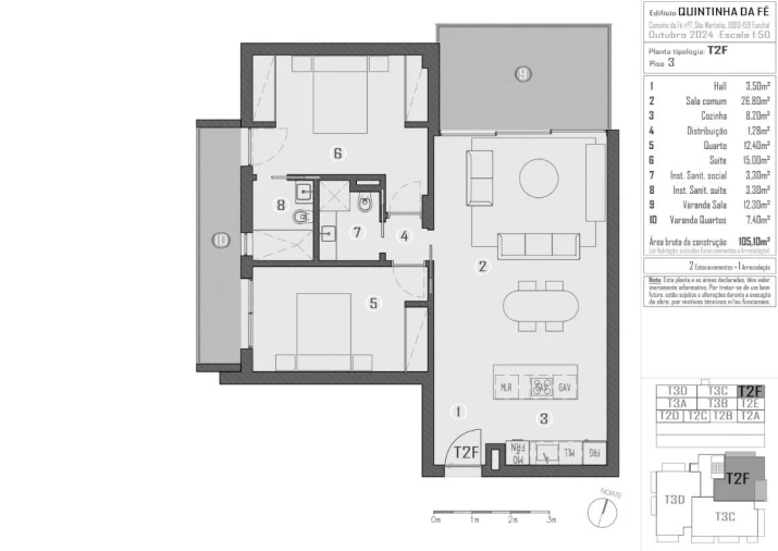 Apartamento T2 para Venda em São Martinho Planta 1