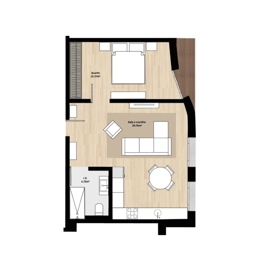 Apartamento T1 para Venda em Santa Clara e Castelo Viegas Planta 1