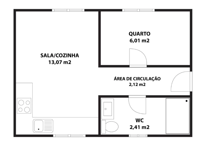 Apartamento T1 para Venda em Nazare Planta 1