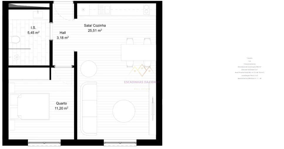 Apartamento T1 para Venda em Portimão Planta 1