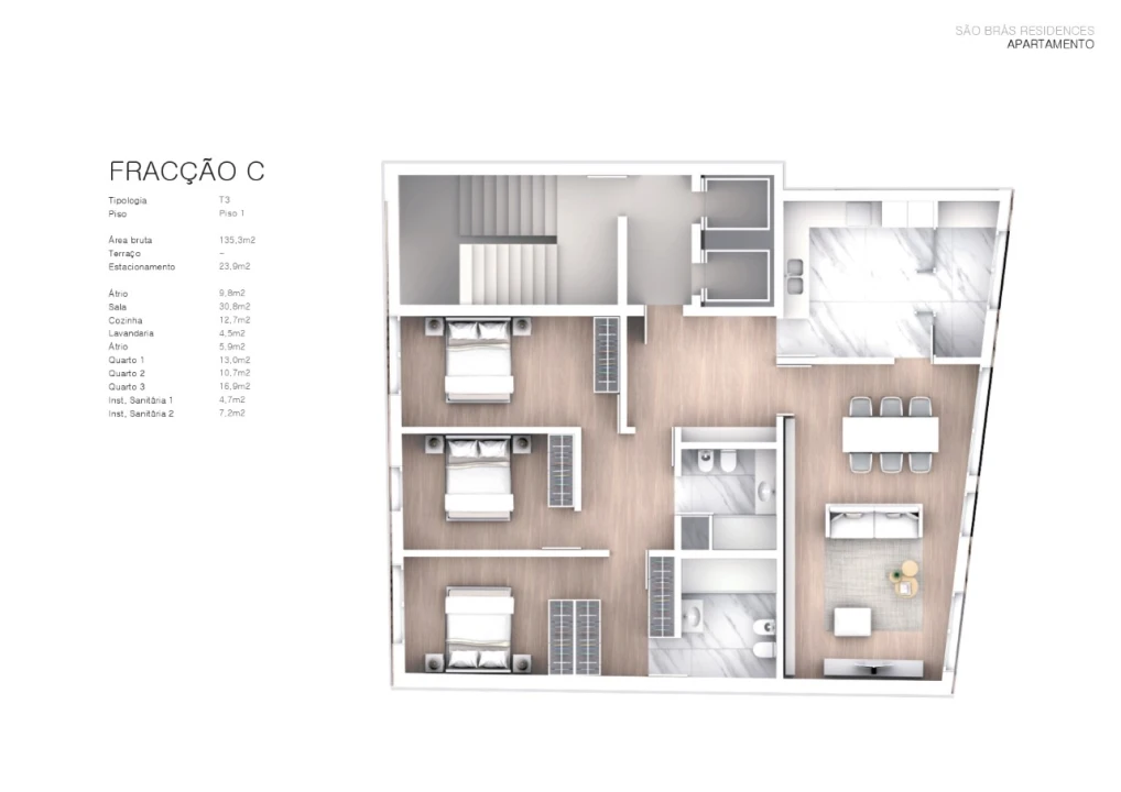 Apartamento T3 para Venda em Cedofeita, Santo Ildefonso, Sé, Miragaia, São Nicolau e Vitória Planta 2