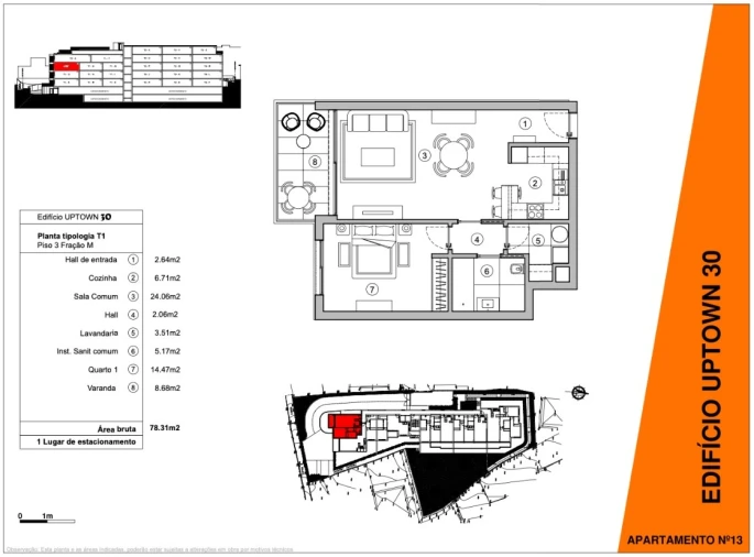 Apartamento T1 para Venda em Machico Planta 1