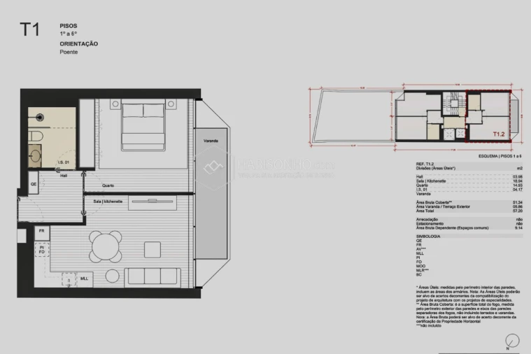 Apartamento T1 para Venda em Matosinhos e Leça da Palmeira Planta 1