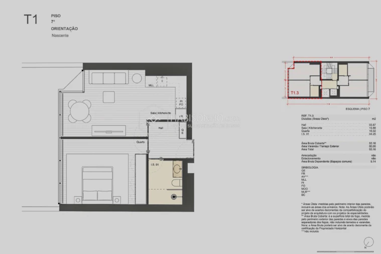 Apartamento T1 para Venda em Matosinhos e Leça da Palmeira Planta 1