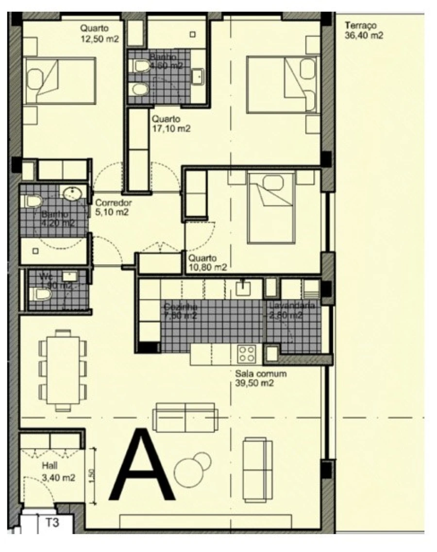 Apartamento T3 para Venda em Ermesinde Planta 1