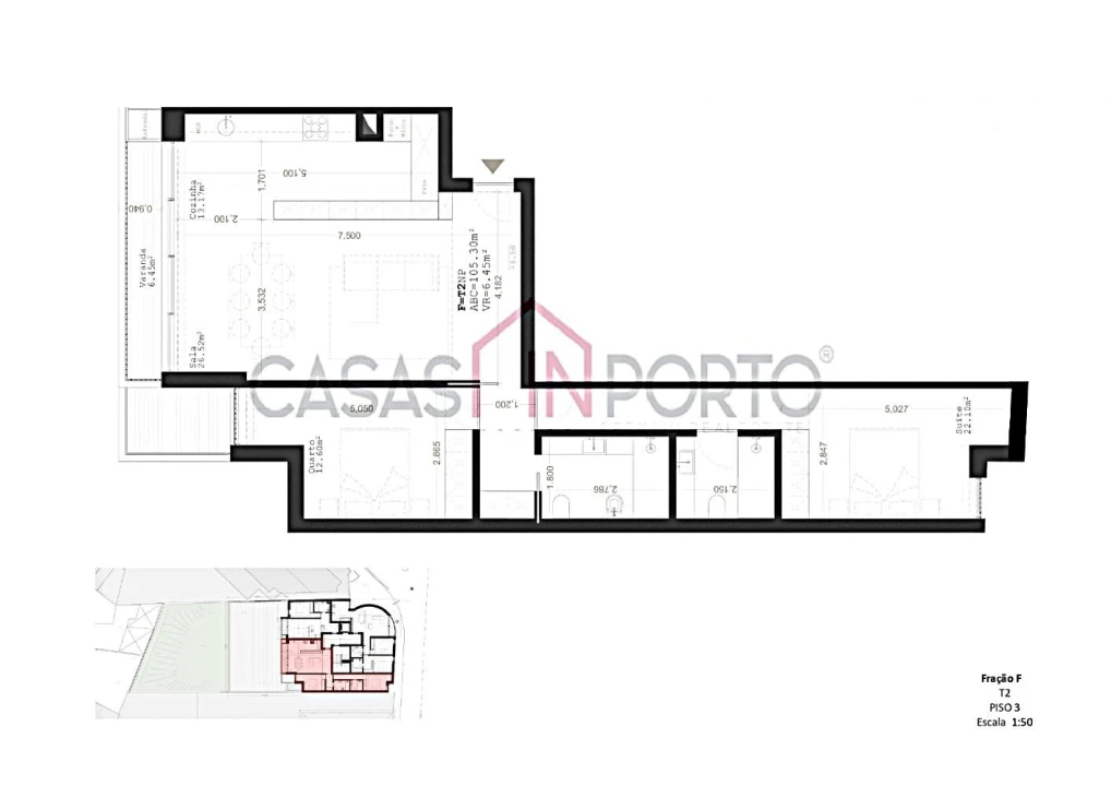 Apartamento T2 para Venda em Paranhos Planta 2