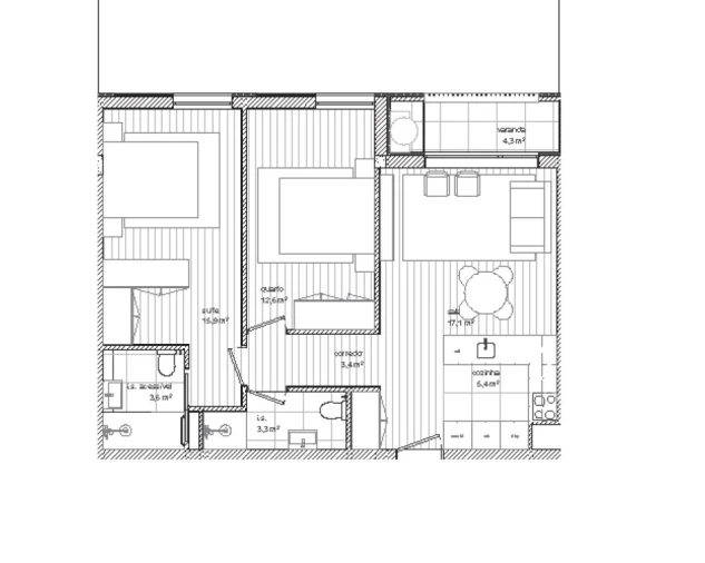 Apartamento T2 para Venda em Custóias, Leça do Balio e Guifões Planta 1