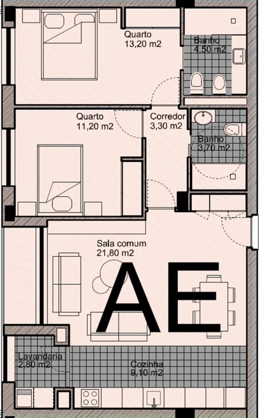 Apartamento T2 para Venda em Ermesinde Planta 1