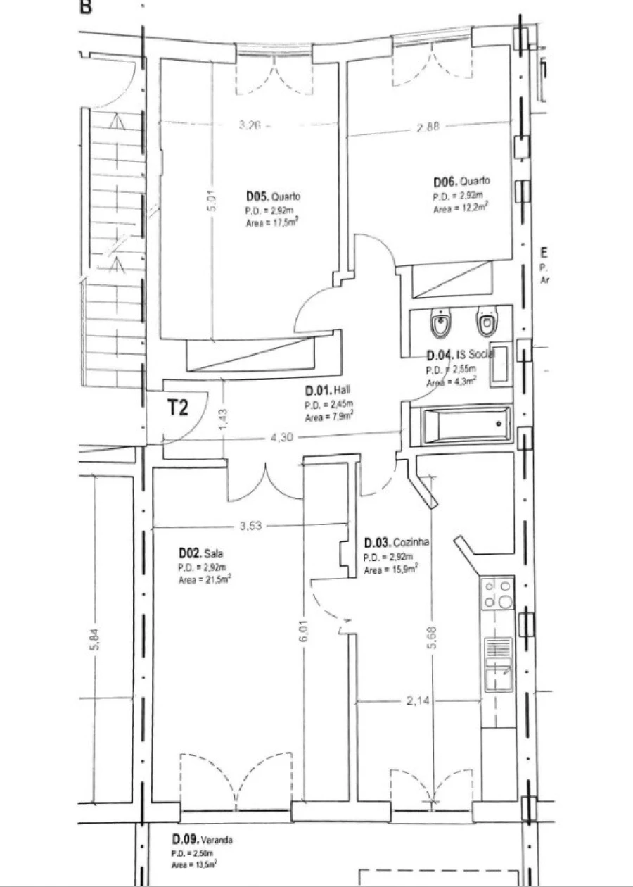 Apartamento T2 para Venda em Santa Barbara de Nexe Planta 1