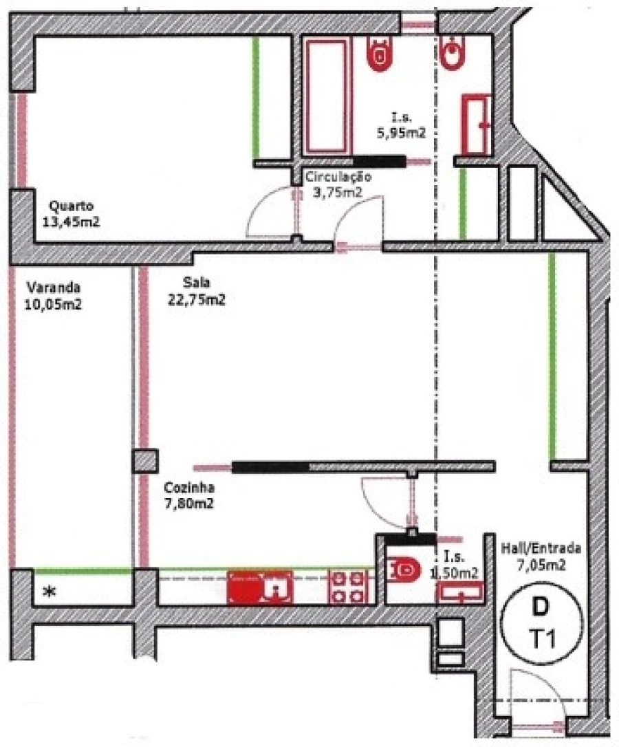 Apartamento T1 para Venda em Portimão Planta 1