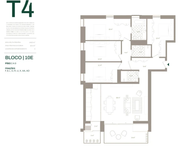 Apartamento T4 para Venda em Santa Marinha e São Pedro da Afurada Planta 1