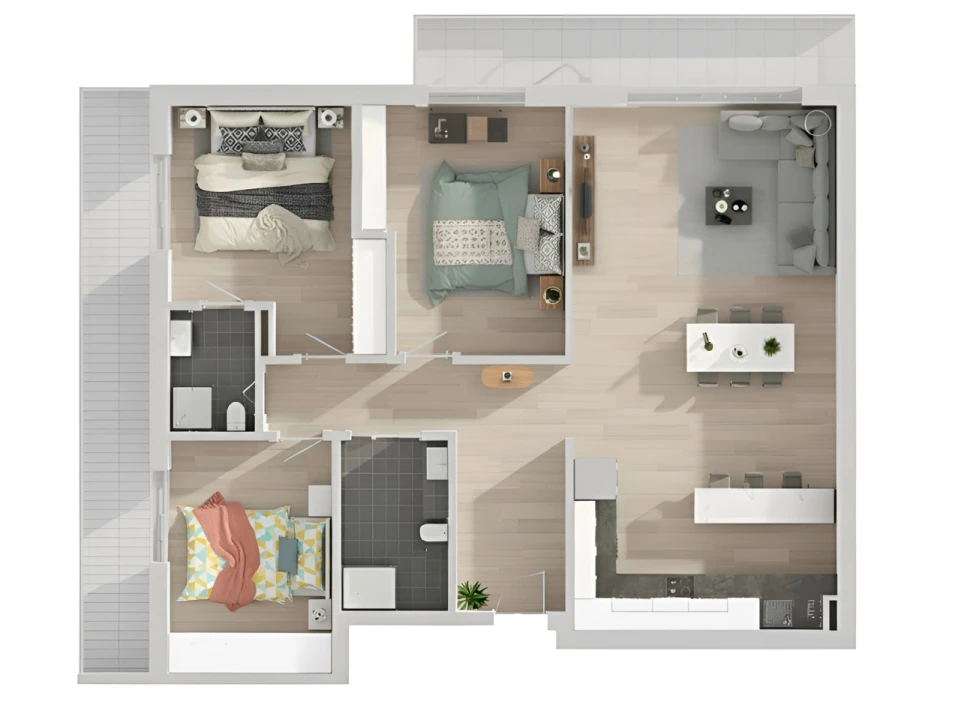 Apartamento T3 para Venda em Benavente Planta 4