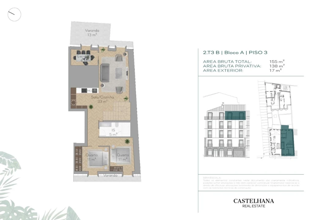 Apartamento T3 para Venda em Santo António Planta 2