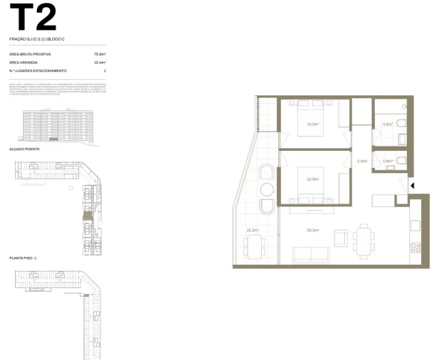 Apartamento T2 para Venda em Santa Marinha e São Pedro da Afurada Planta 1
