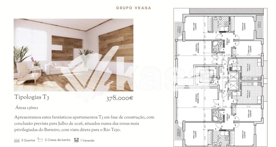 Apartamento T3 para Venda em Alto do Seixalinho, Santo André e Verderena Foto 6