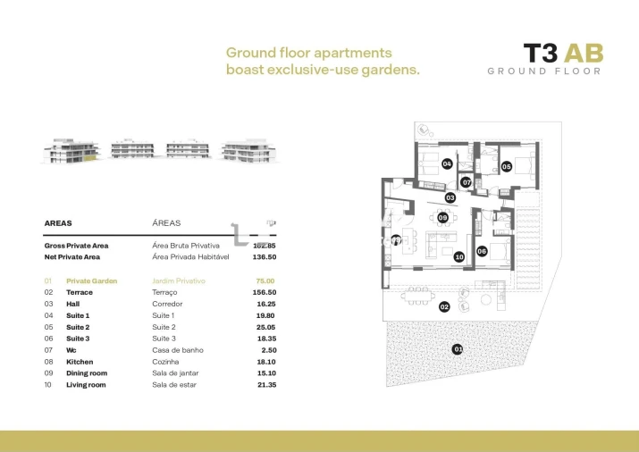 Apartamento T3 para Venda em Quarteira Planta 1