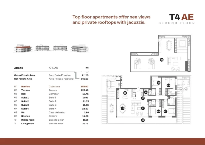 Apartamento T4 para Venda em Quarteira Planta 1